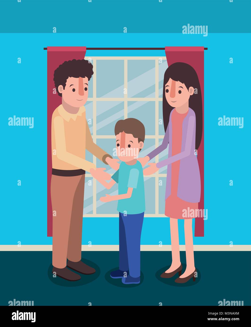 family members inside the house Stock Vector