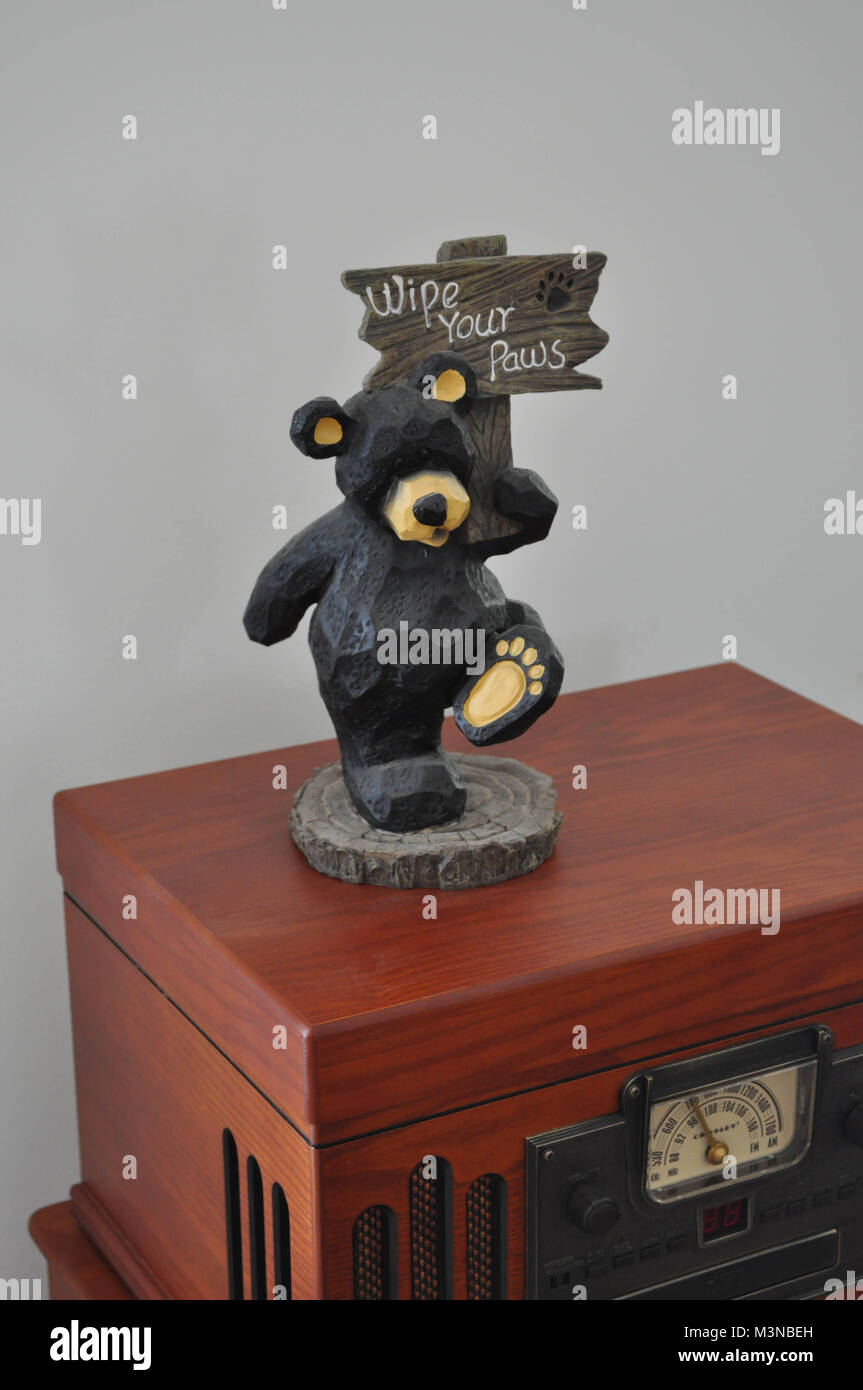 Statue of a Black Bear on Top of a Turntable Stock Photo Alamy