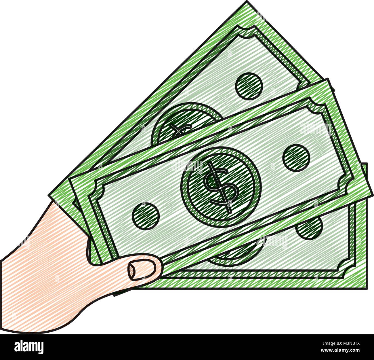 hand with bill dollar money icon Stock Vector Image & Art - Alamy