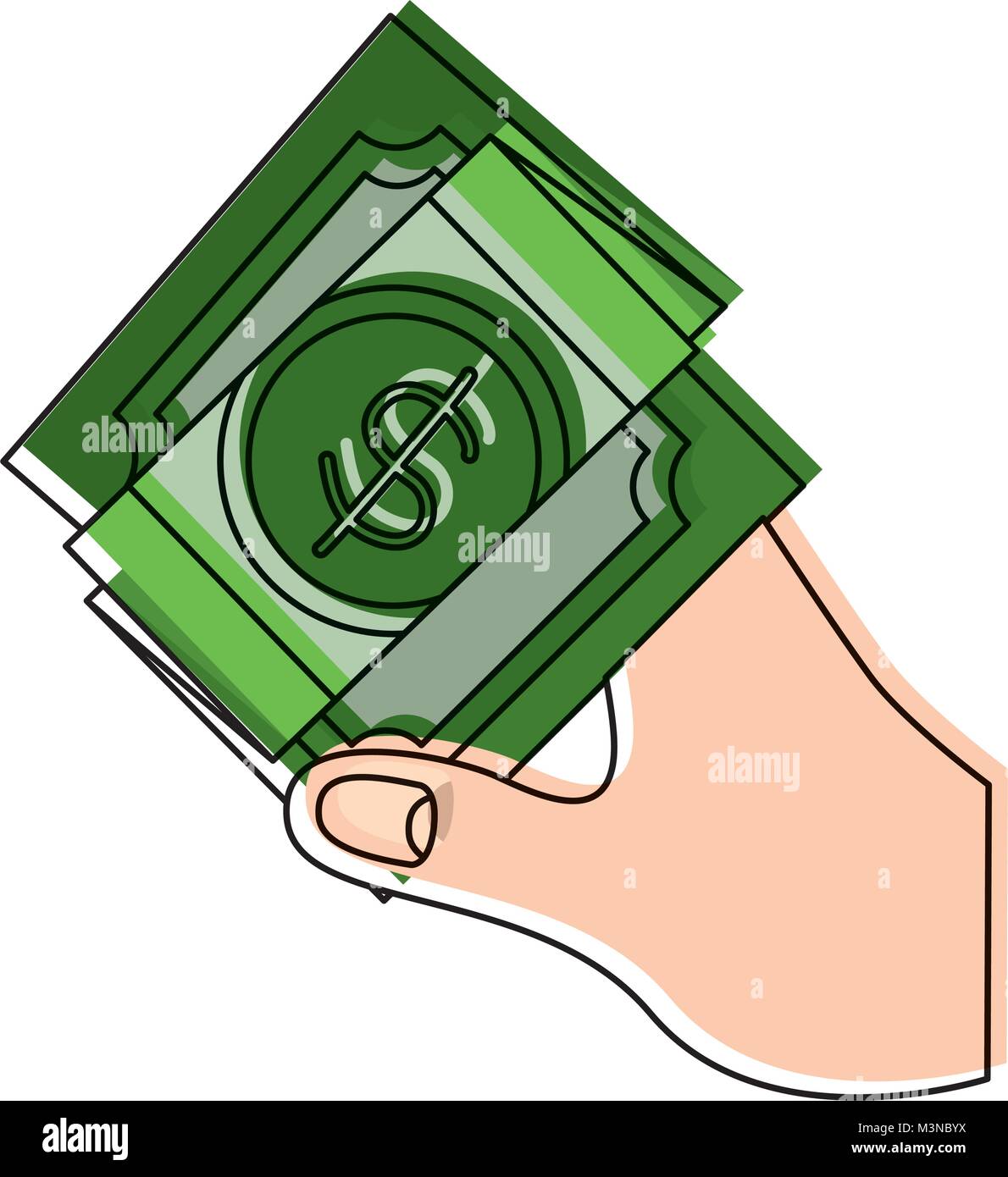 hand with bill dollar money icon Stock Vector Image & Art - Alamy