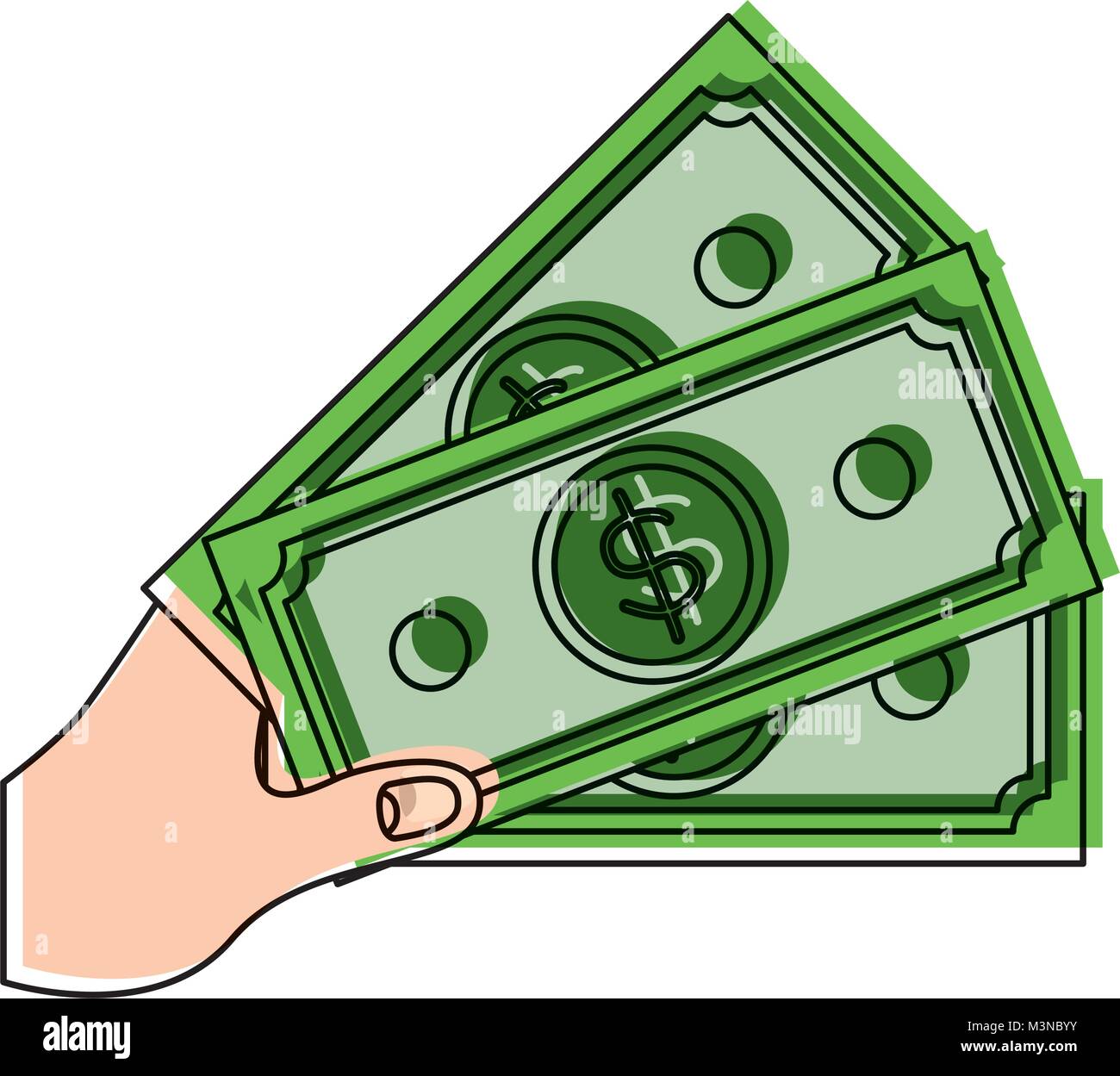 hand with bill dollar money icon Stock Vector Image & Art - Alamy