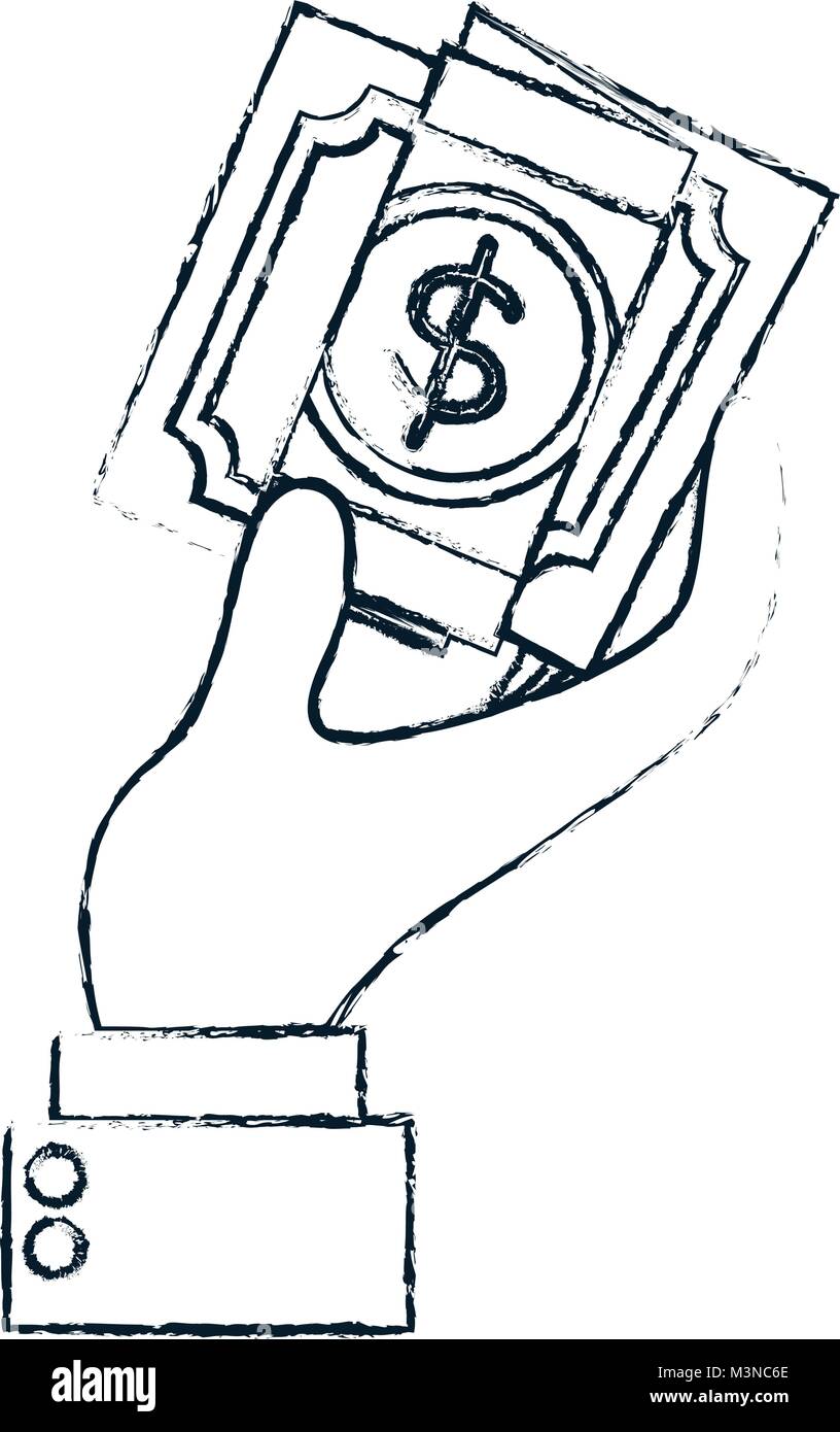 hand with bill dollar money icon Stock Vector Image & Art - Alamy