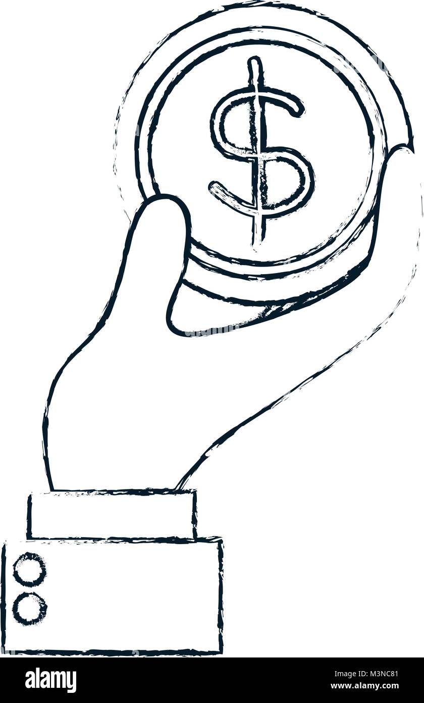 hand with coin money isolated icon Stock Vector Image & Art - Alamy