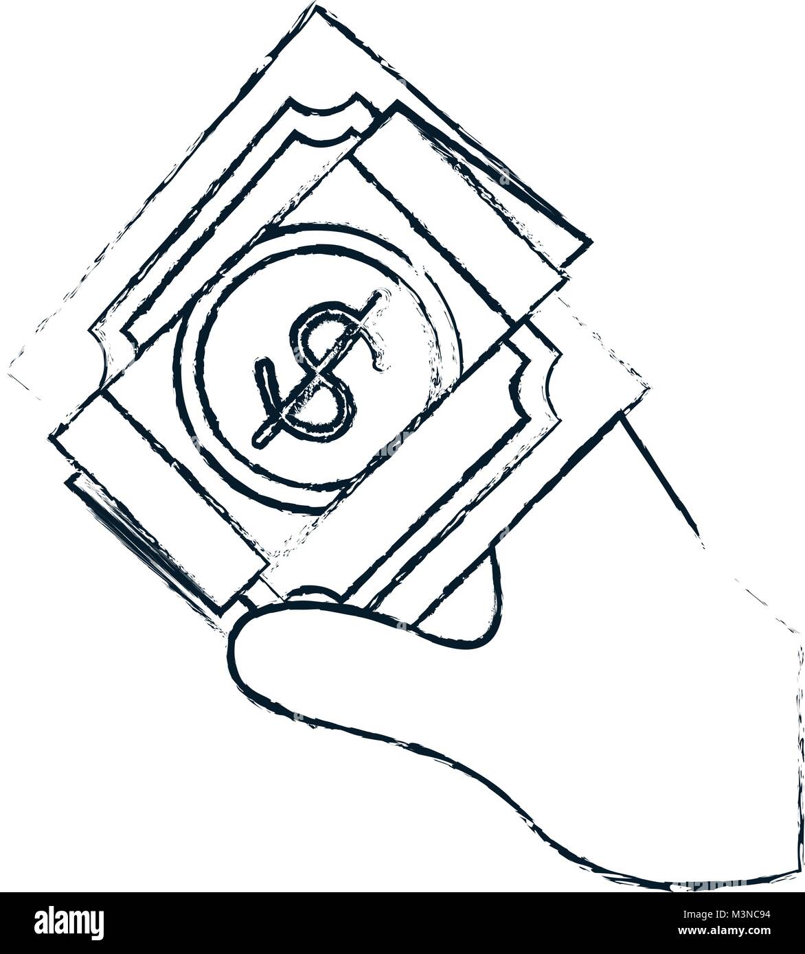 hand with bill dollar money icon Stock Vector Image & Art - Alamy