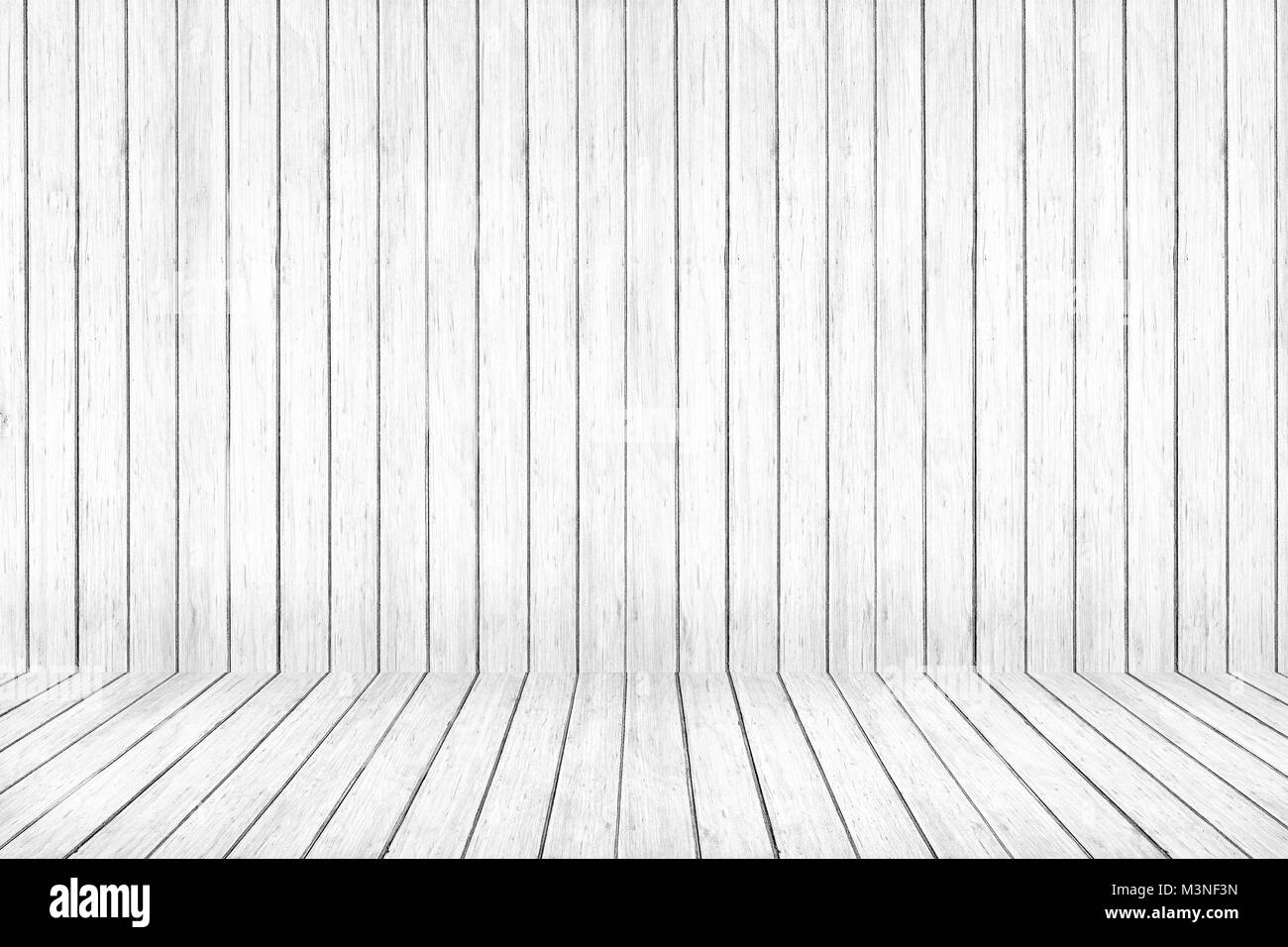 White floor and wall Wood Pattern. Wood texture background Stock Photo