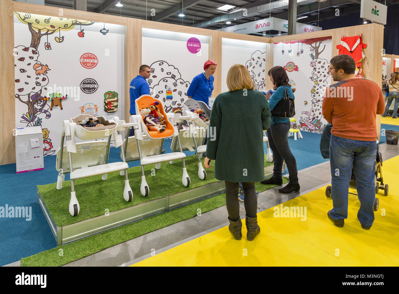 KIEV, UKRAINE - OCTOBER 07, 2017: People visit Oribel, brand created ...