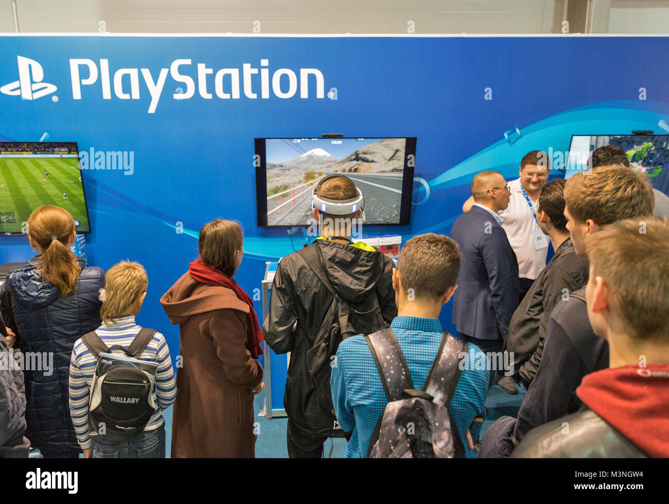 KIEV, UKRAINE - OCTOBER 07, 2017: People visit Sony PlayStation home video  game console company booth during CEE 2017, the largest electronics trade s  Stock Photo - Alamy