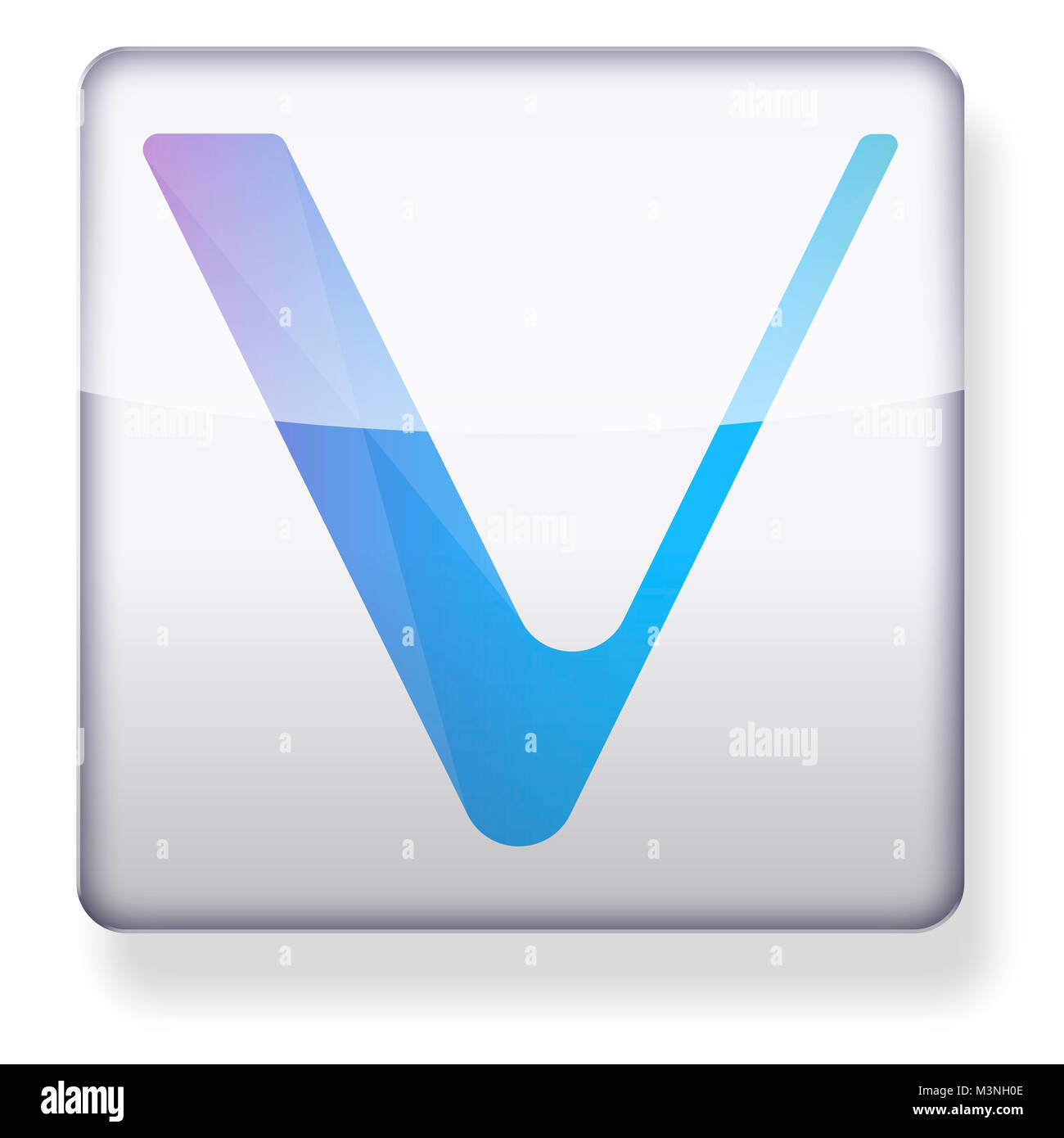 Vechain cryptocurrency VEN logo as an app icon. Clipping path included. Stock Photo