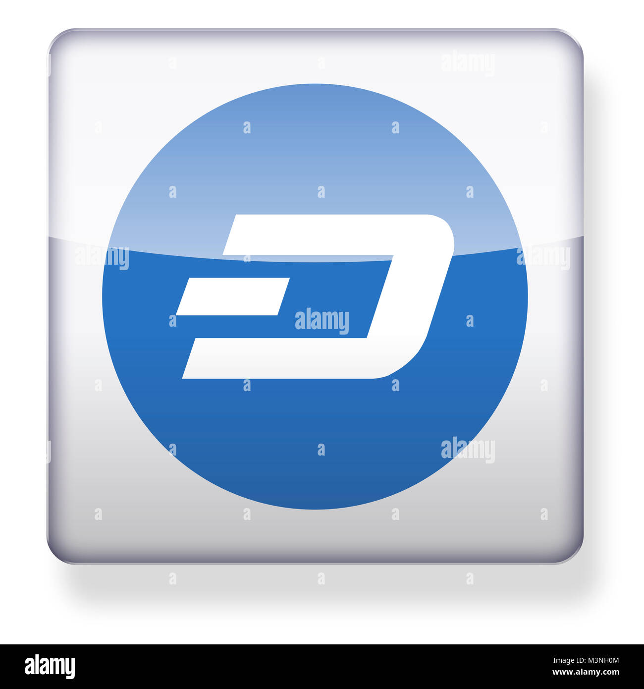 Dash cryptocurrency DASH logo as an app icon. Clipping path included. Stock Photo