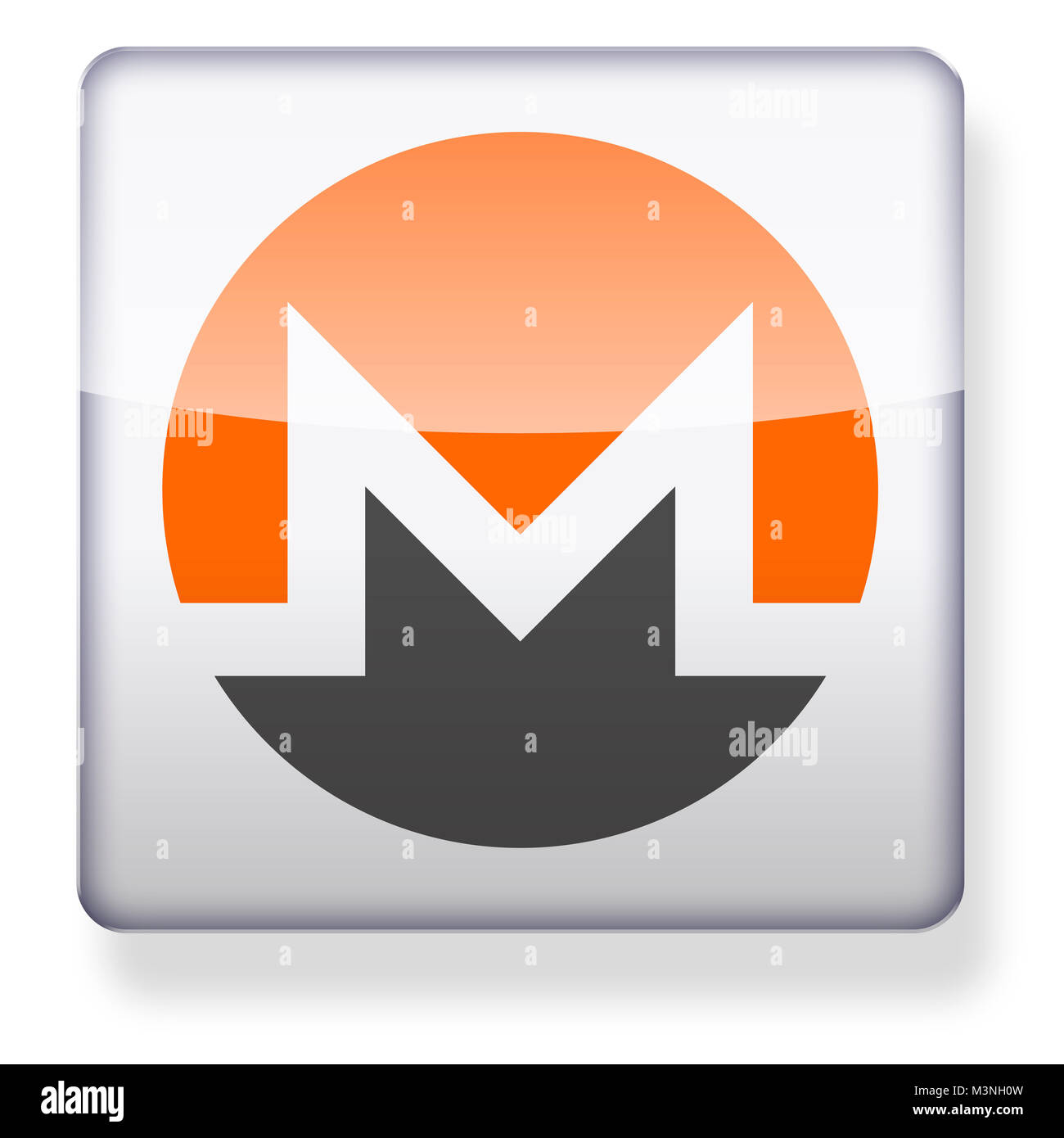 Monero cryptocurrency XMR logo as an app icon. Clipping path included. Stock Photo