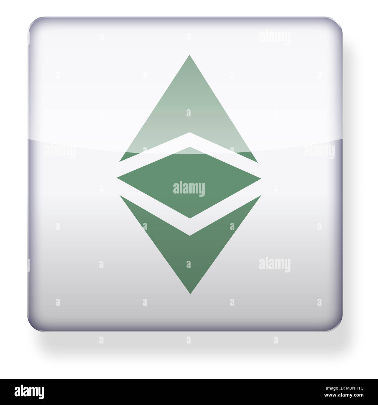 Ethereum classic cryptocurrency ETC logo as an app icon. Clipping path included. Stock Photo