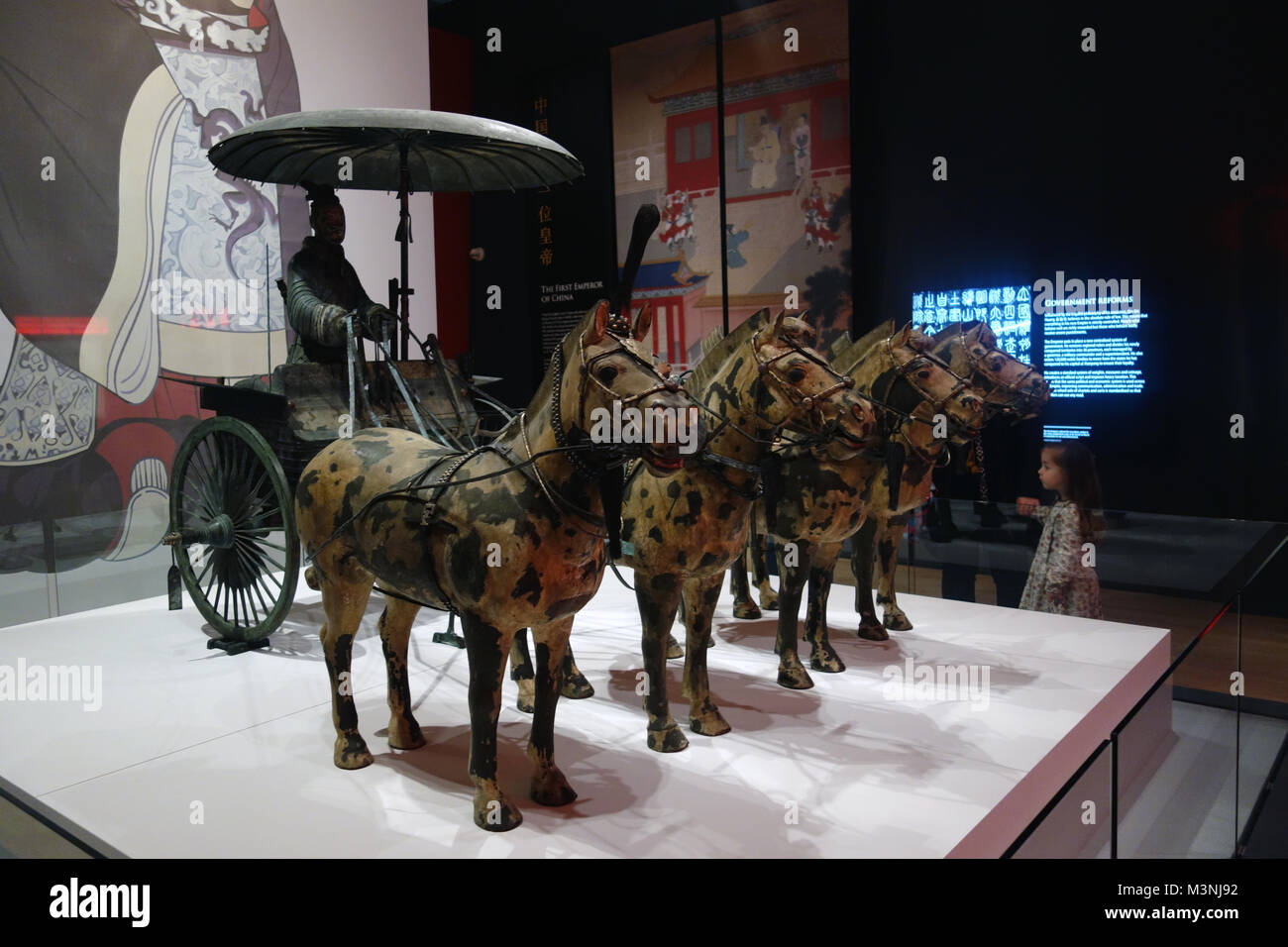 Bronze Replica of the Chariot for China's First Emperor and the Terracotta Warriors Exhibition on Display at the World Museum, Liverpool, England, UK. Stock Photo