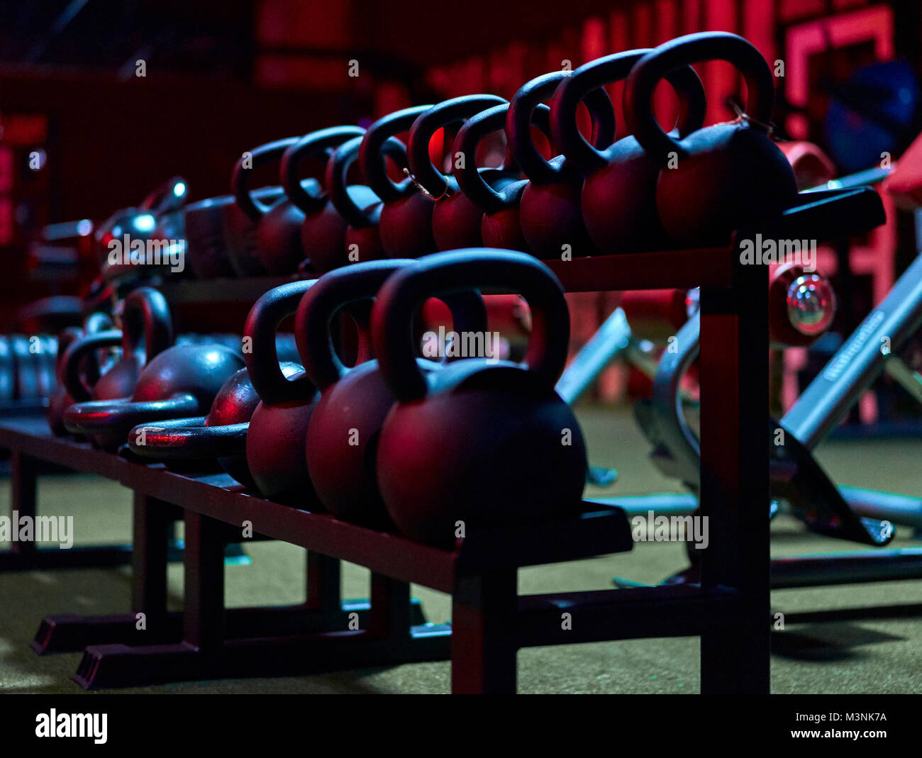 rack with weights in the gym Stock Photo Alamy