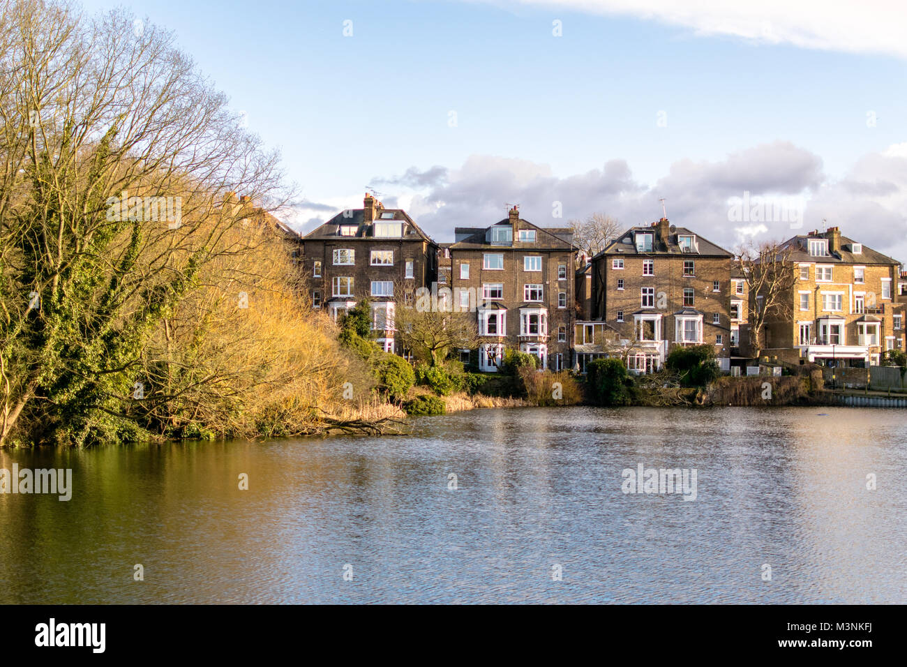 Hampstead Heath houses across the pond Stock Photo