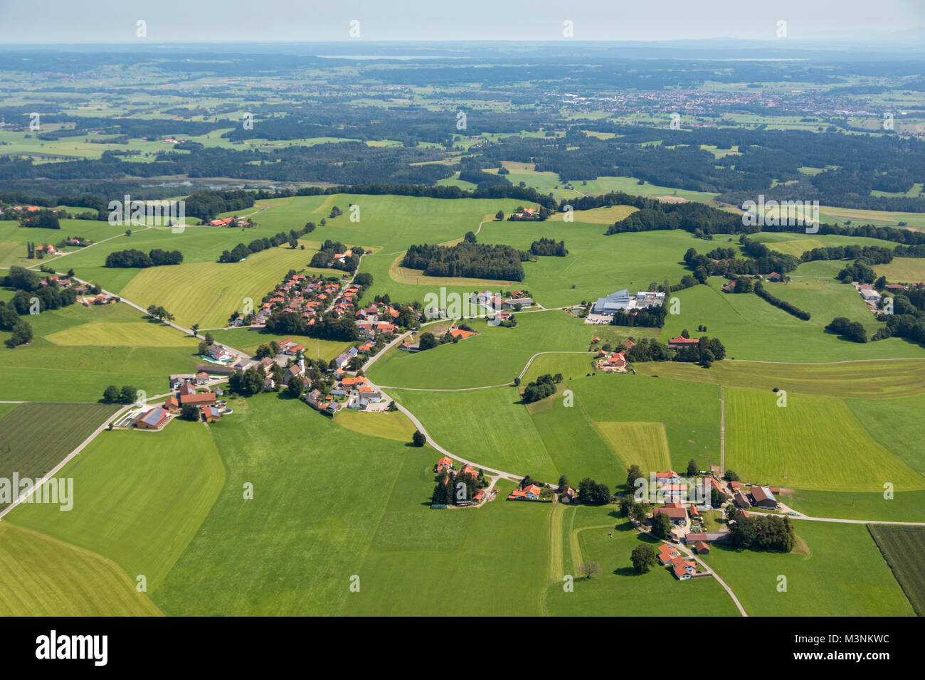 Aerial view of St. Leonhard i.Forst 82405 Wessobrunn, Bavaria, Germany Stock Photo