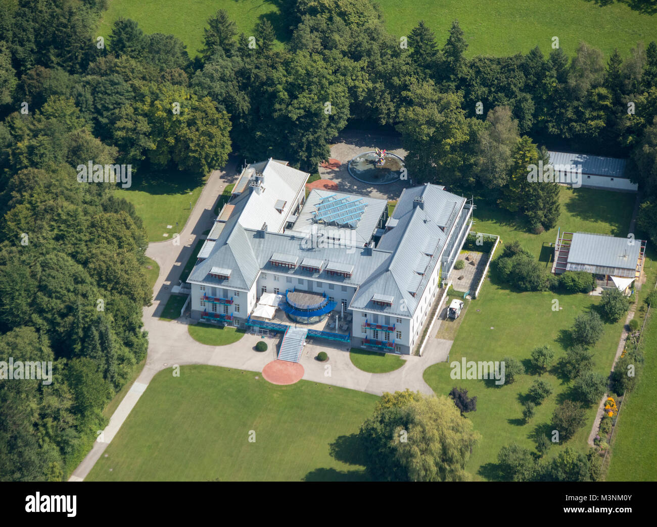 Aerial view of  villa near Strandweg 1, 82266 Inning-Buch, Bavaria, Germany Stock Photo