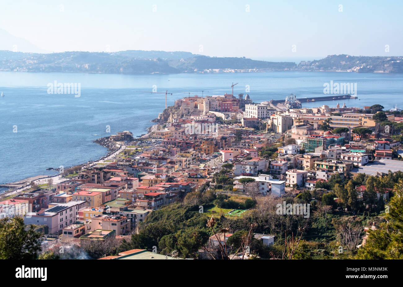 landscape of the gulf of Pozzuoli and Pozzuoli town, Naples, Campi Flegrei,  Italy Stock Photo - Alamy