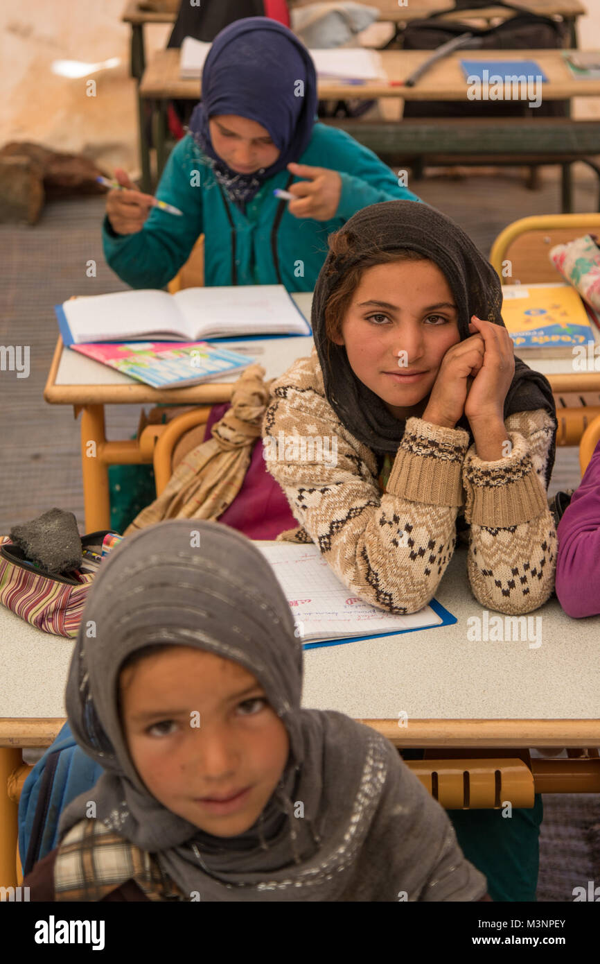 Young girls at remote area subdeveloped rural school Stock Photo