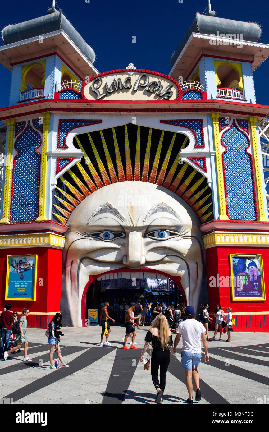 Luna Park amusement park in St Kilda Melbourne Australia Stock Photo