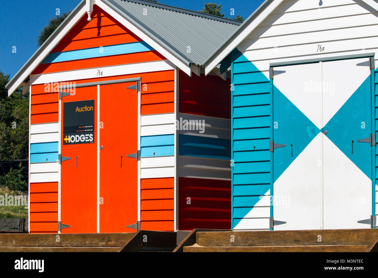 Bathing box for auction Brighton beach Melbourne Australia Stock Photo