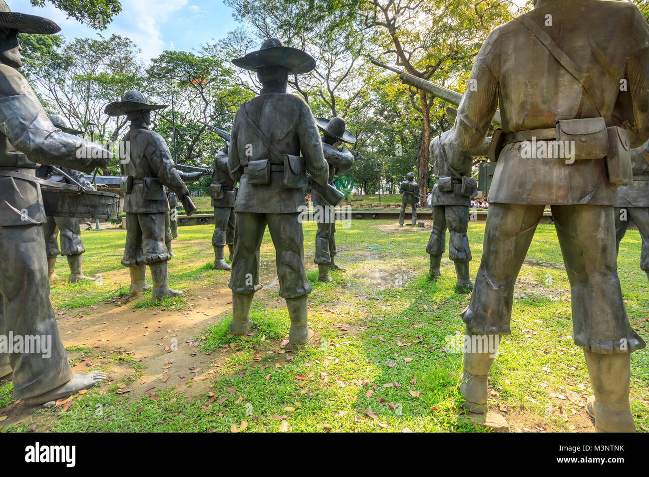 Manila, Philippines - Feb 4, 2018 : The Martyrdom of Dr. Jose Rizal large metal statues in Rizal Park, Manila Stock Photo