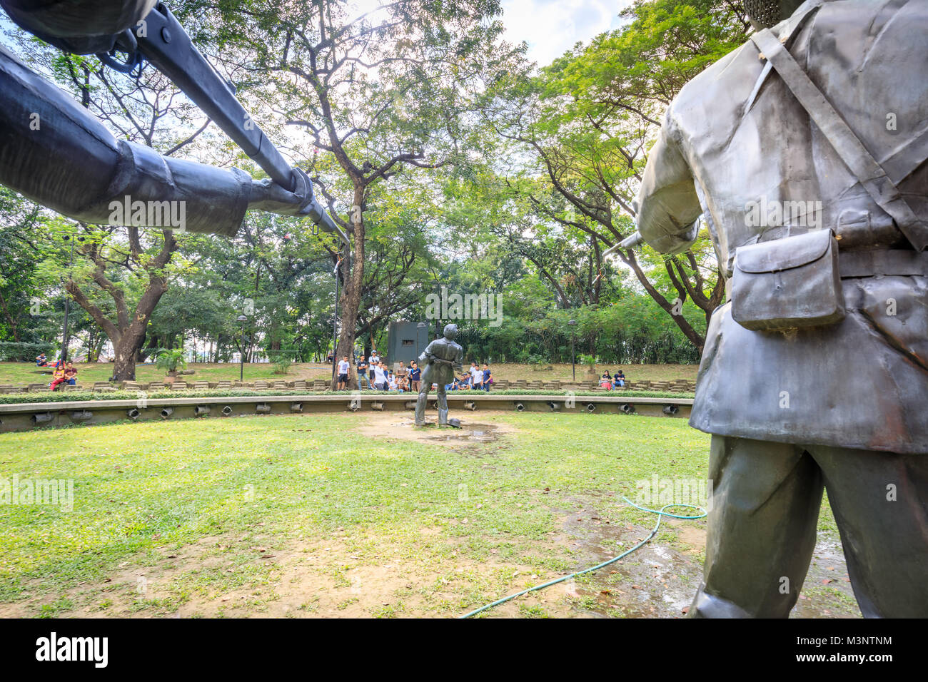 Manila, Philippines - Feb 4, 2018 : The Martyrdom of Dr. Jose Rizal large metal statues in Rizal Park, Manila Stock Photo