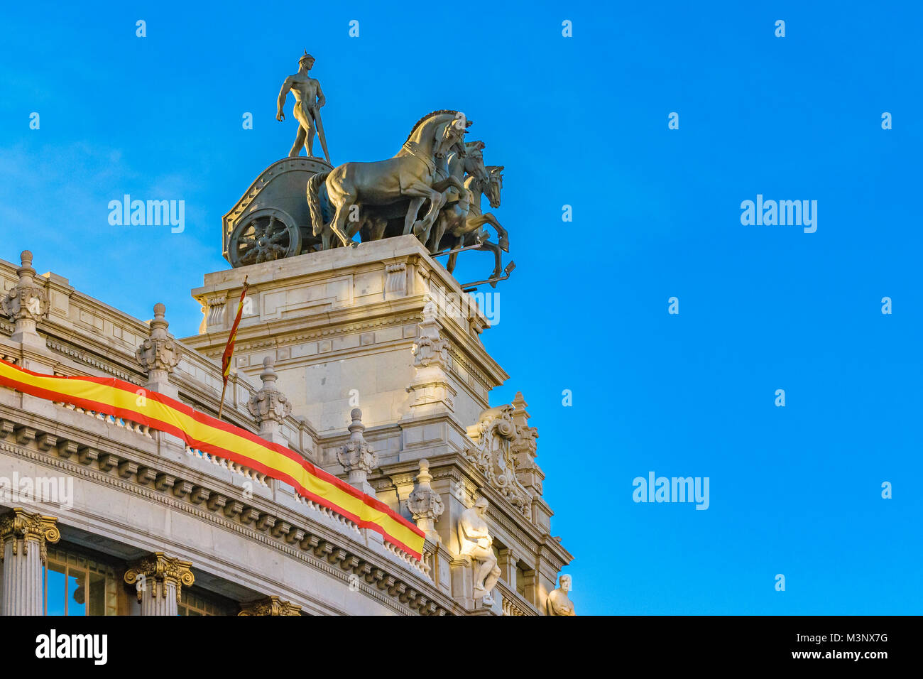 Low angle view of eclectic style building at Madrid city, Spain Stock Photo