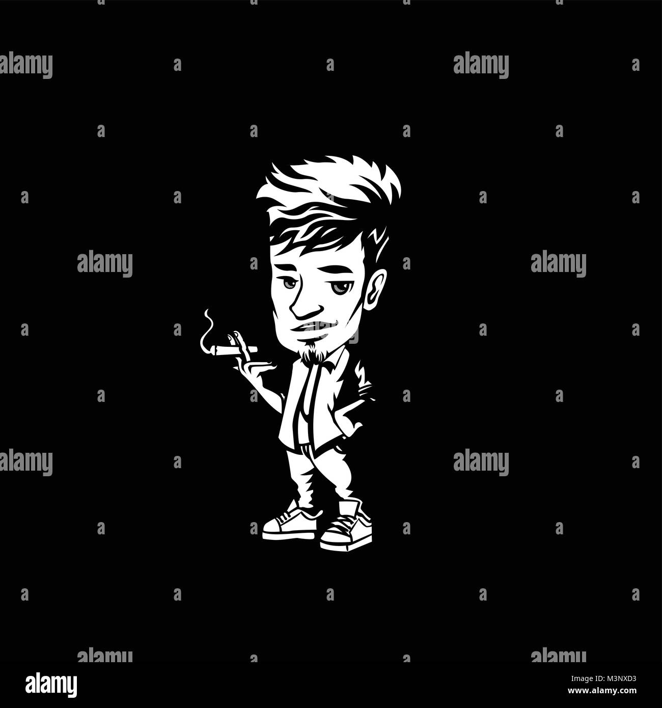 Teenage boy is smoking vector illustration design. Stock Vector