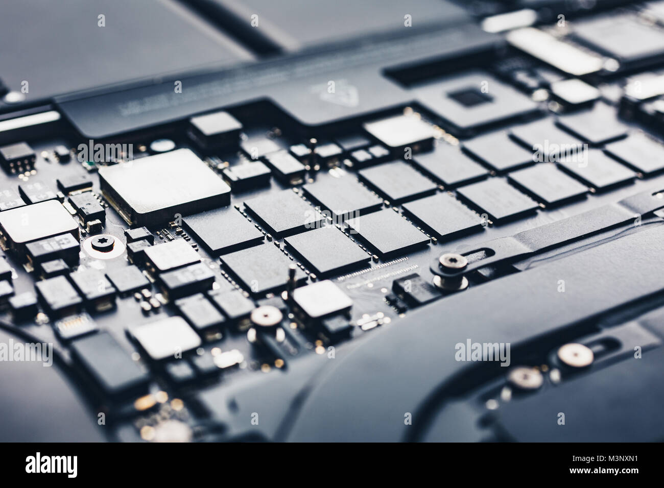 Motherboard of modern laptop Stock Photo
