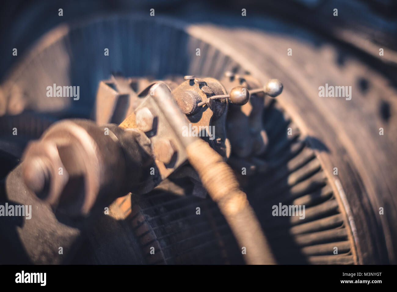 technical detail of a rusty turbine / engine of an airplane wreckage - Stock Photo