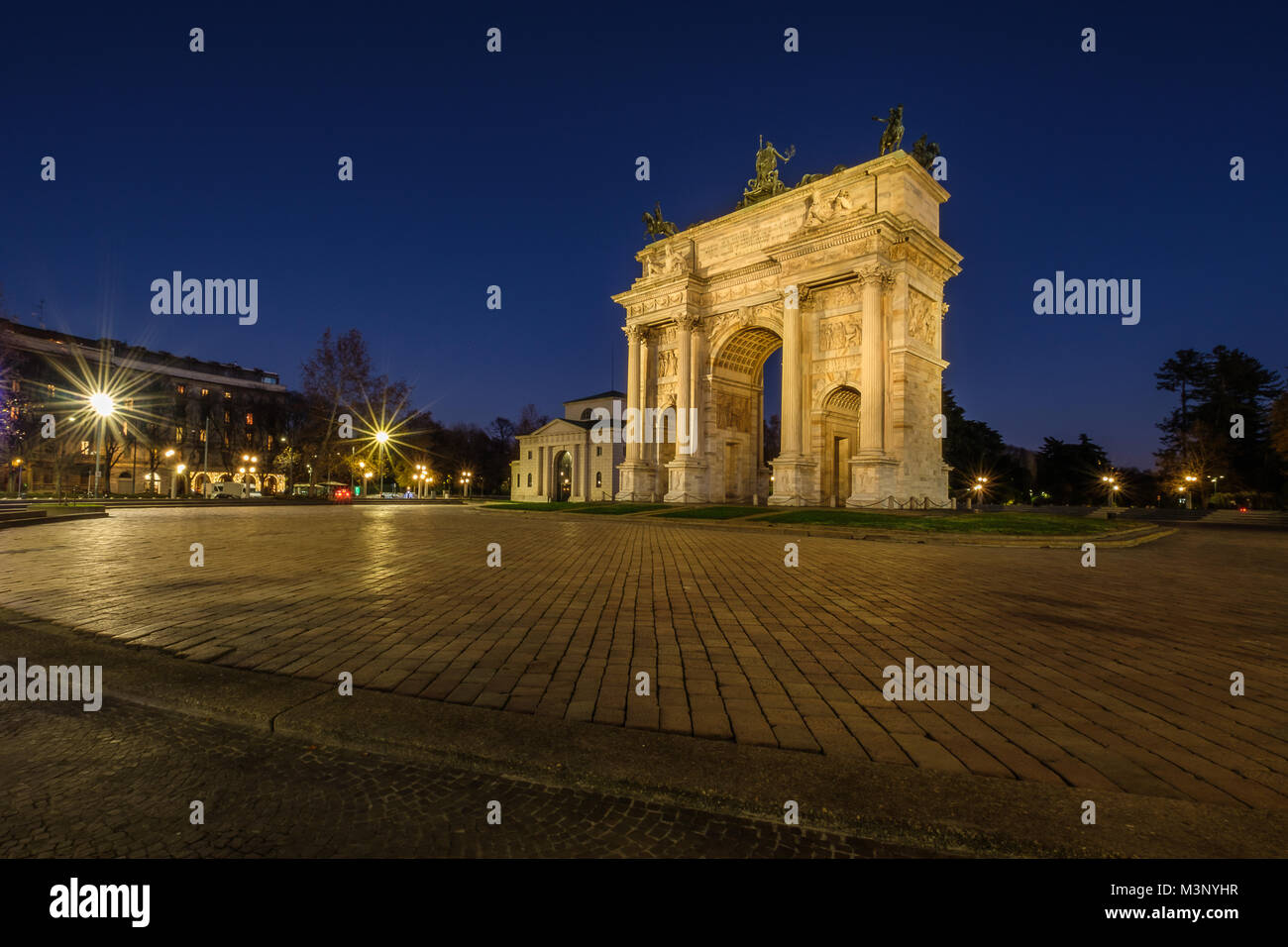 Arco della Pace Gate in Milan, Italy. Stock Photo