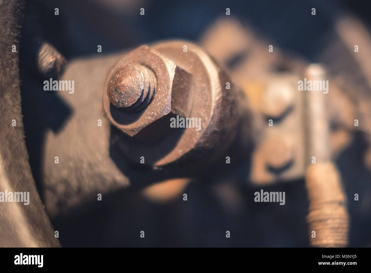 rusty screw and nut macro in rusted engine Stock Photo Alamy