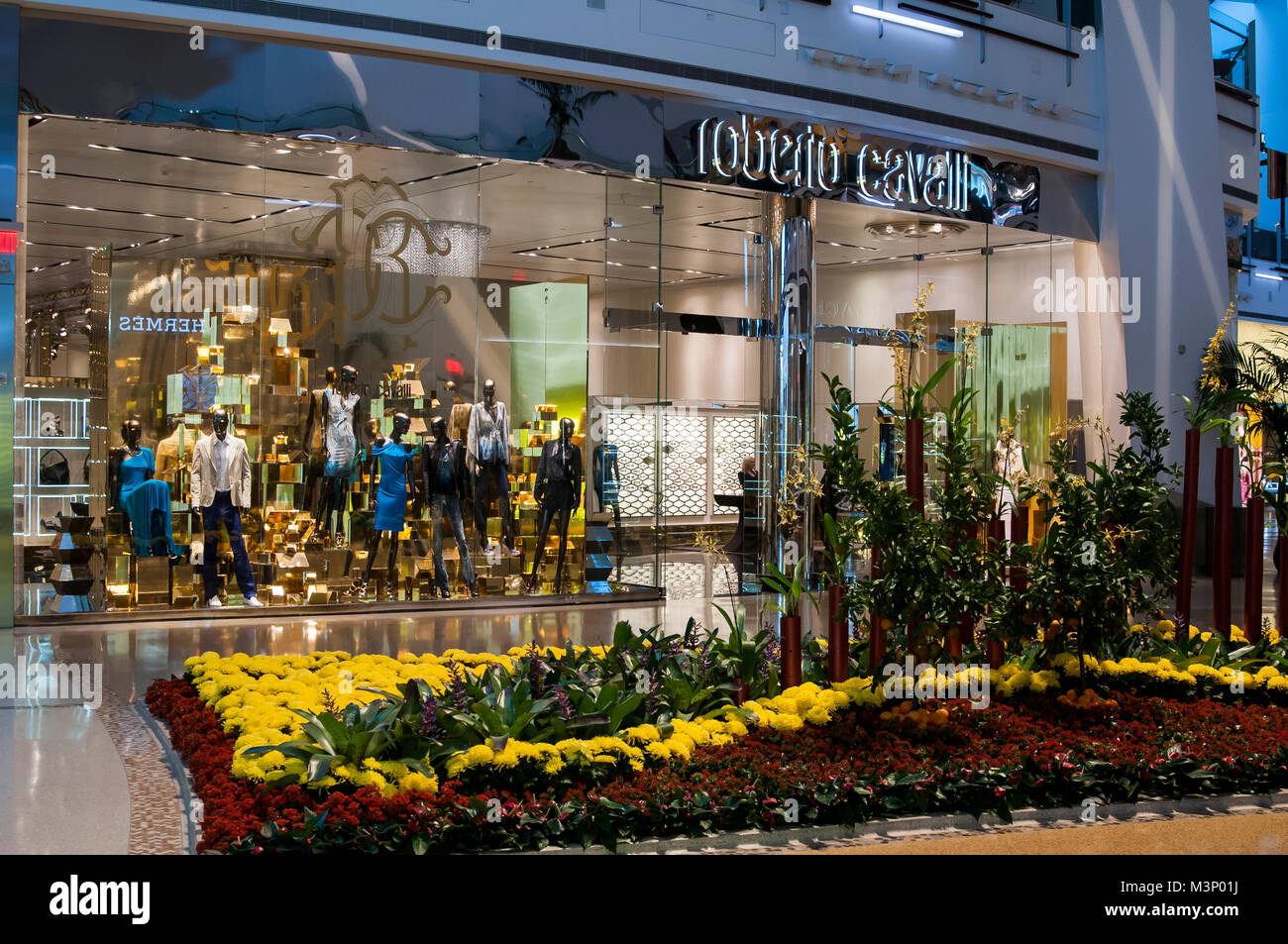 Las Vegas, Nevada. Crystals at City Center Shopping Mall.  Roberto Cavalli's boutique within The Shops at Crystals features women's and men's apparel. Stock Photo