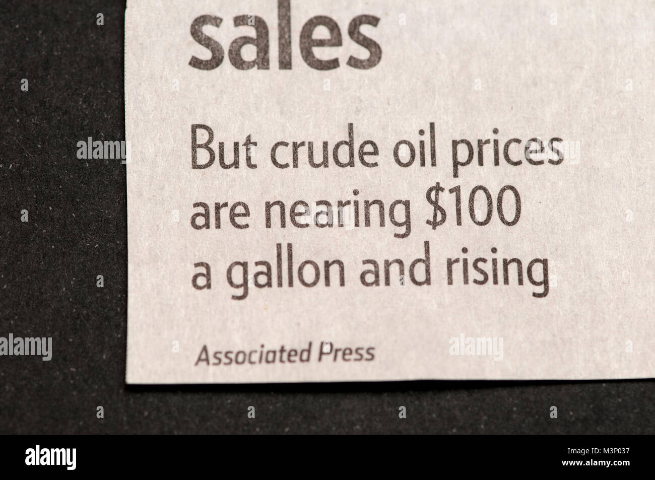 St. Paul, Minnesota. Pioneer Press newspaper. Newspaper mistake by the Associated Press.  $100 a gallon crude oil prices. Stock Photo