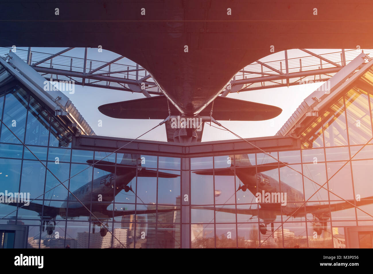 Berlin, Germany - February, 2018: Airplane and exterior of the German Museum of Technology (Deutsche Technikmuseum Berlin (DTMB)) Stock Photo