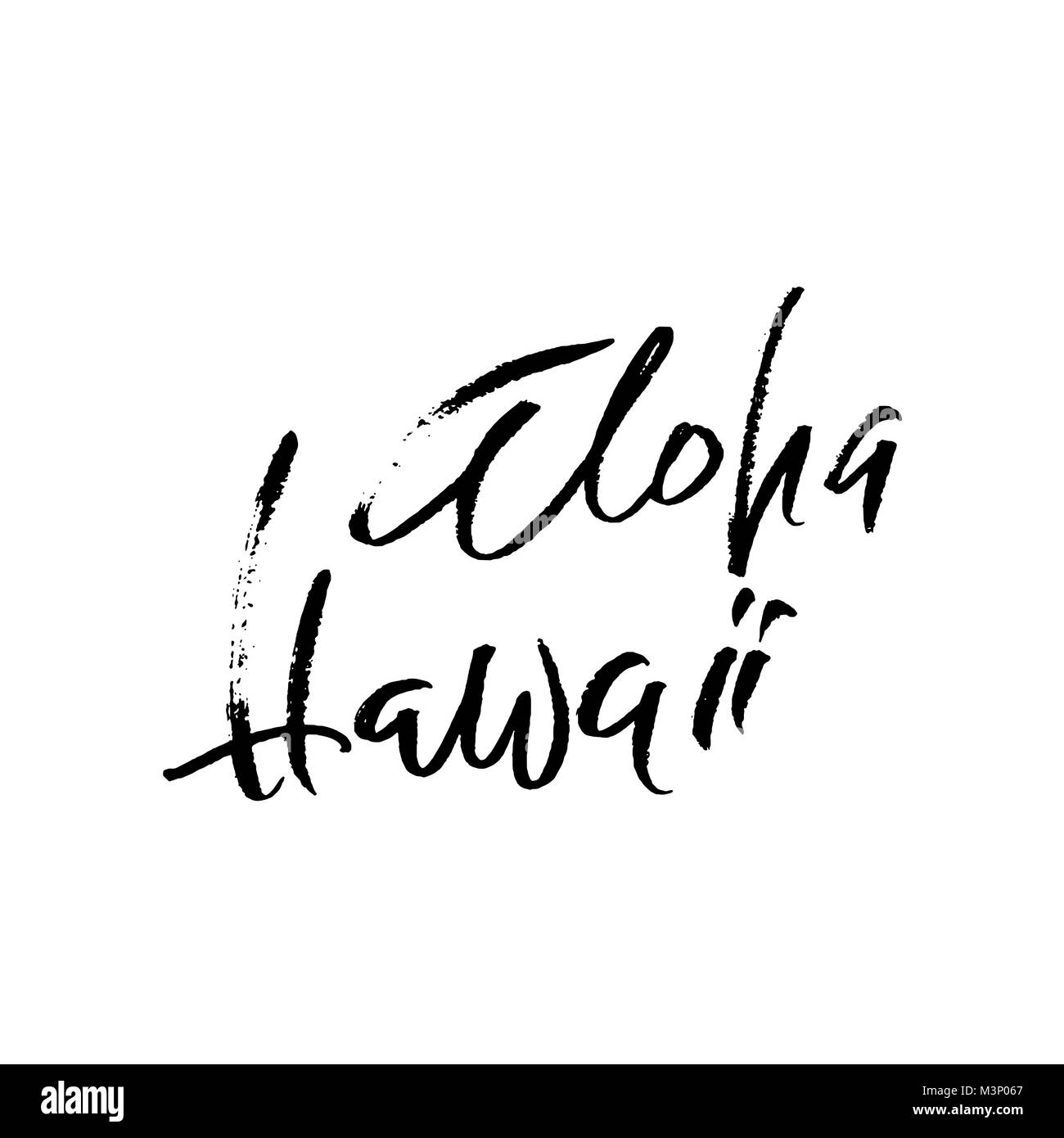 Hand drawn phrase Aloha Hawaii. Lettering design. Vctor illustration. Handwritten inscription. Stock Vector