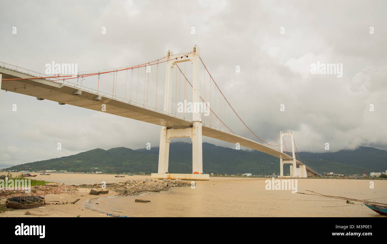 Timelapse Thuan Phuoc bridge in Da Nang city, Vietnam. Stock Photo