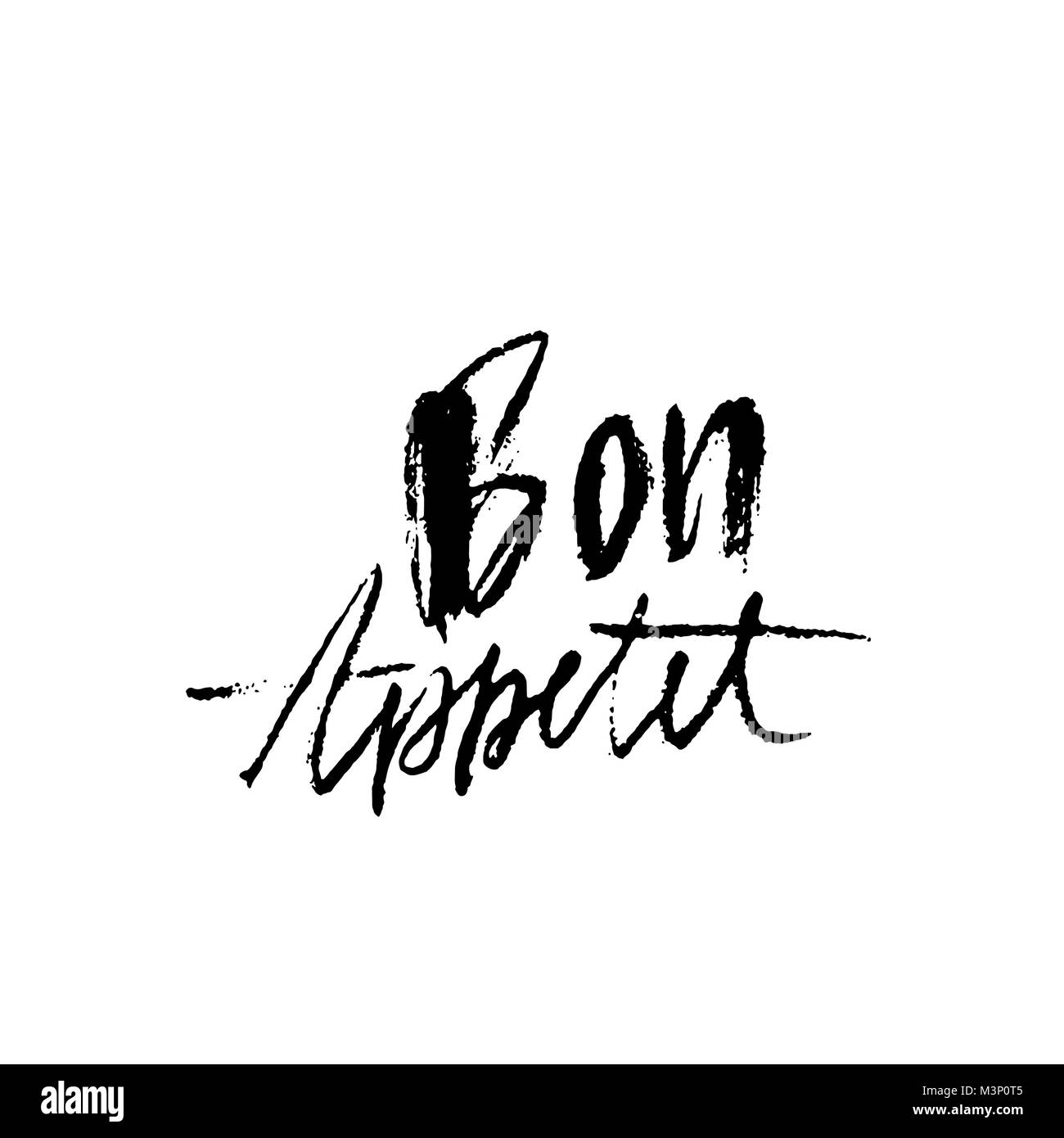 Bon Appetit. Hand drawn phrase. Modern dry brush lettering. Vector illustration. Stock Vector