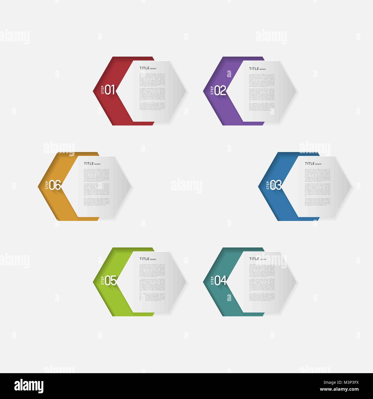 abstract design template with colorful option infographic hexagons ...