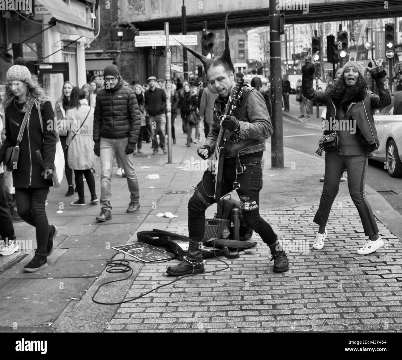 Black & White Photograph of a rocker busking Nr Camden Market, North ...