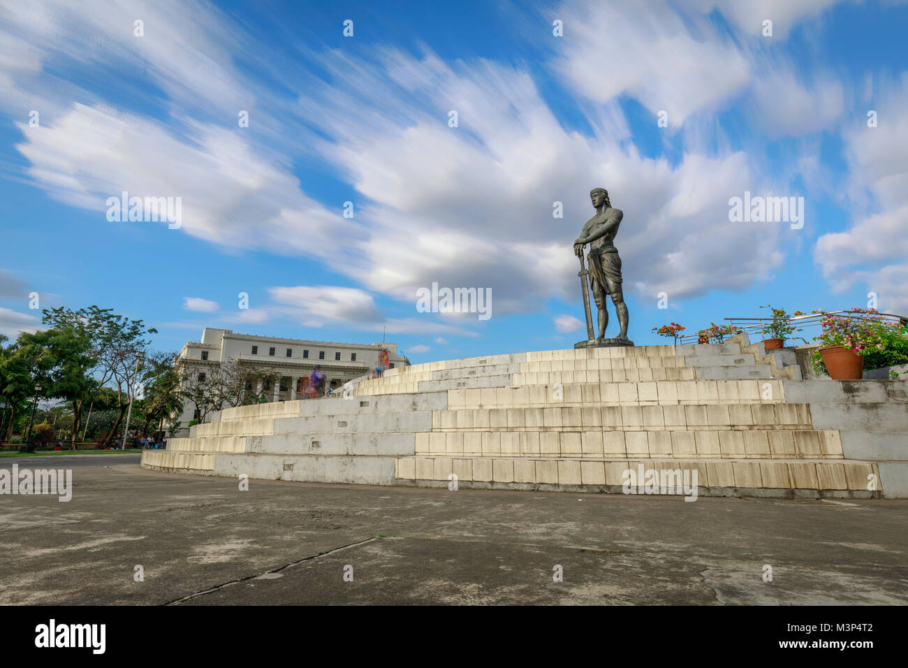 The Statue of the Sentinel of Freedom (Lapu Lapu Monument) in Rizal Park at the center of the Agrifina Circle, Manila Stock Photo