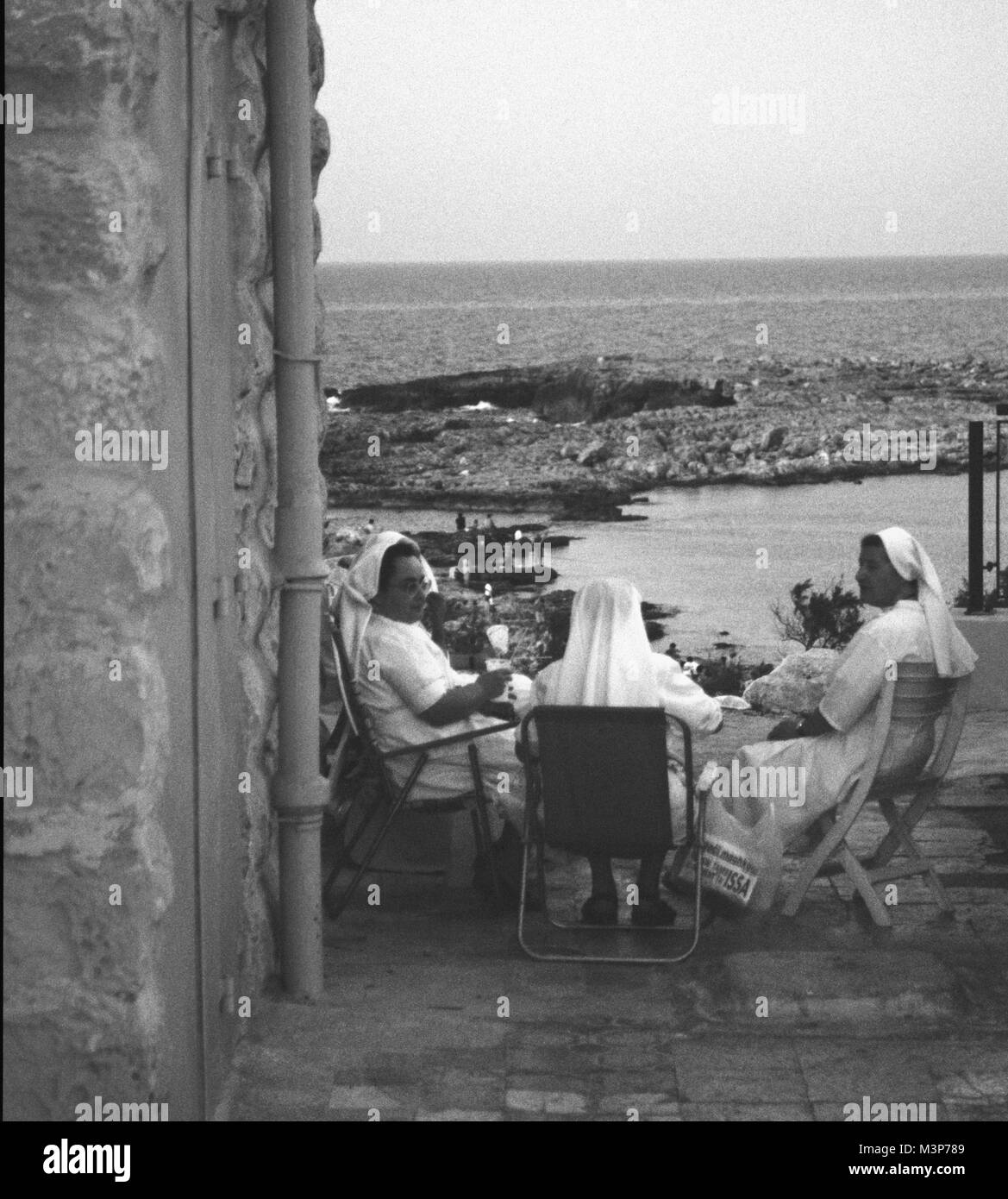 Nuns having a picnic in Malta Stock Photo