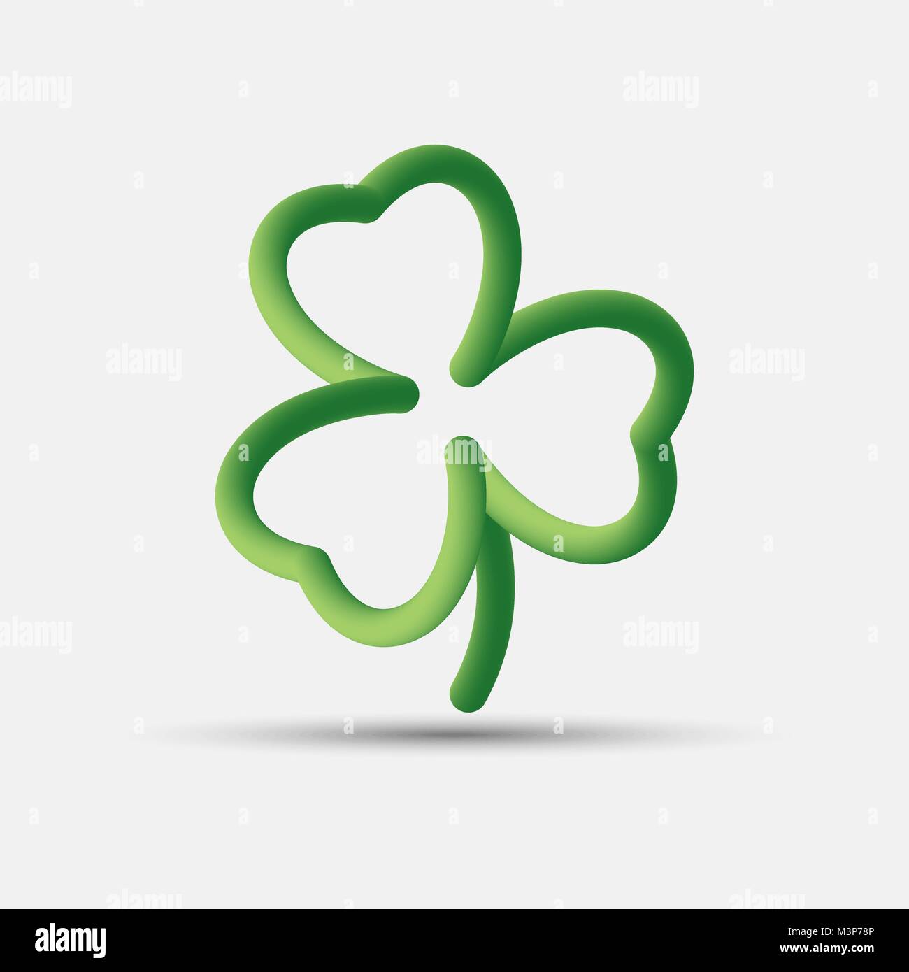 Irish three leaf blended interlaced creative lucky clover. Saint Patrick's Day. Trendy vector liquid 3d clover leaf icon, logo or symbol Stock Vector