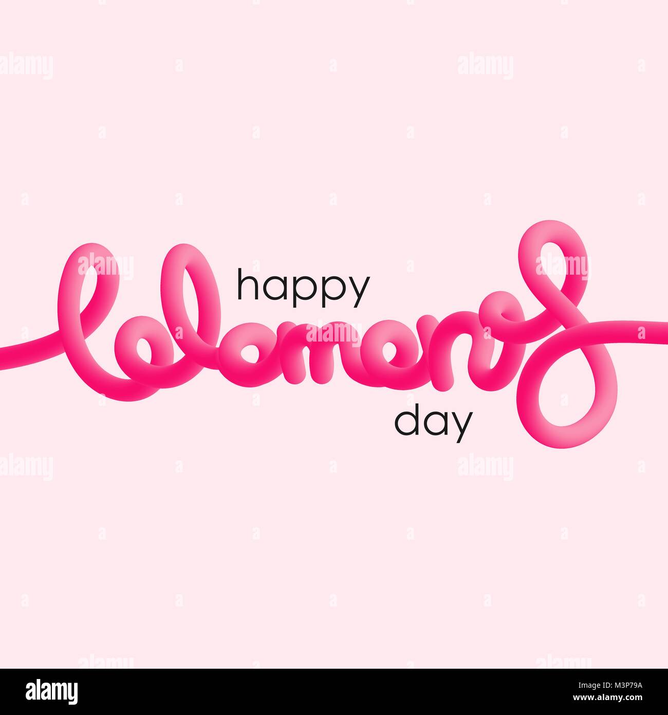 Happy International Women's Day blended interlaced creative hand drawn lettering. March 8. Trendy vector liquid 3d calligraphy for your design Stock Vector