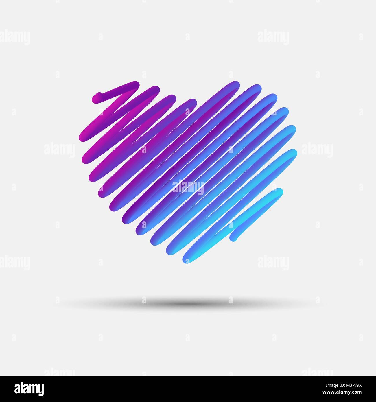 Heart blended interlaced creative line icon. Symbol of love. Valentine's Day. Trendy vector liquid 3d heart icon, logo, sign or emblem Stock Vector