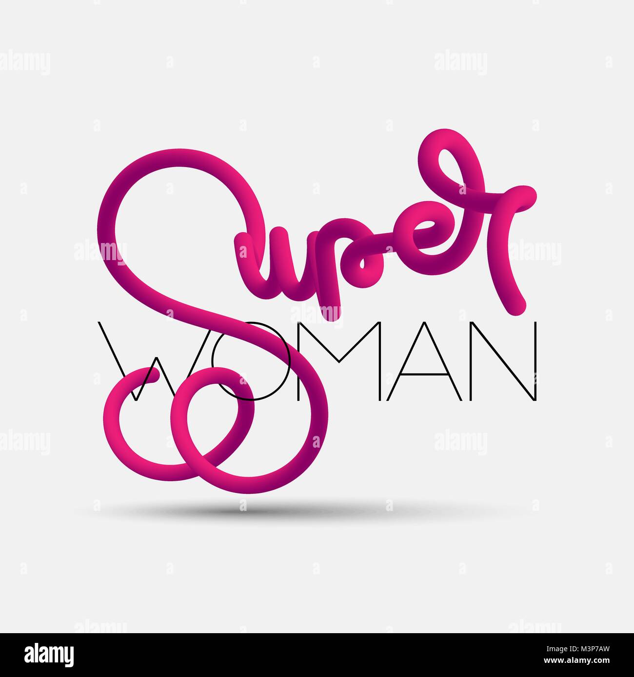 Super woman blended interlaced creative hand drawn lettering. International Women's Day. Trendy vector liquid 3d calligraphy for your design Stock Vector