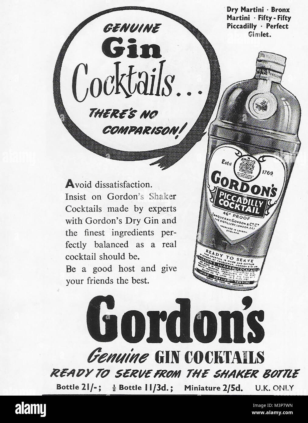 1960 Gordons Gin: The Word for Gin Vintage Print Ad