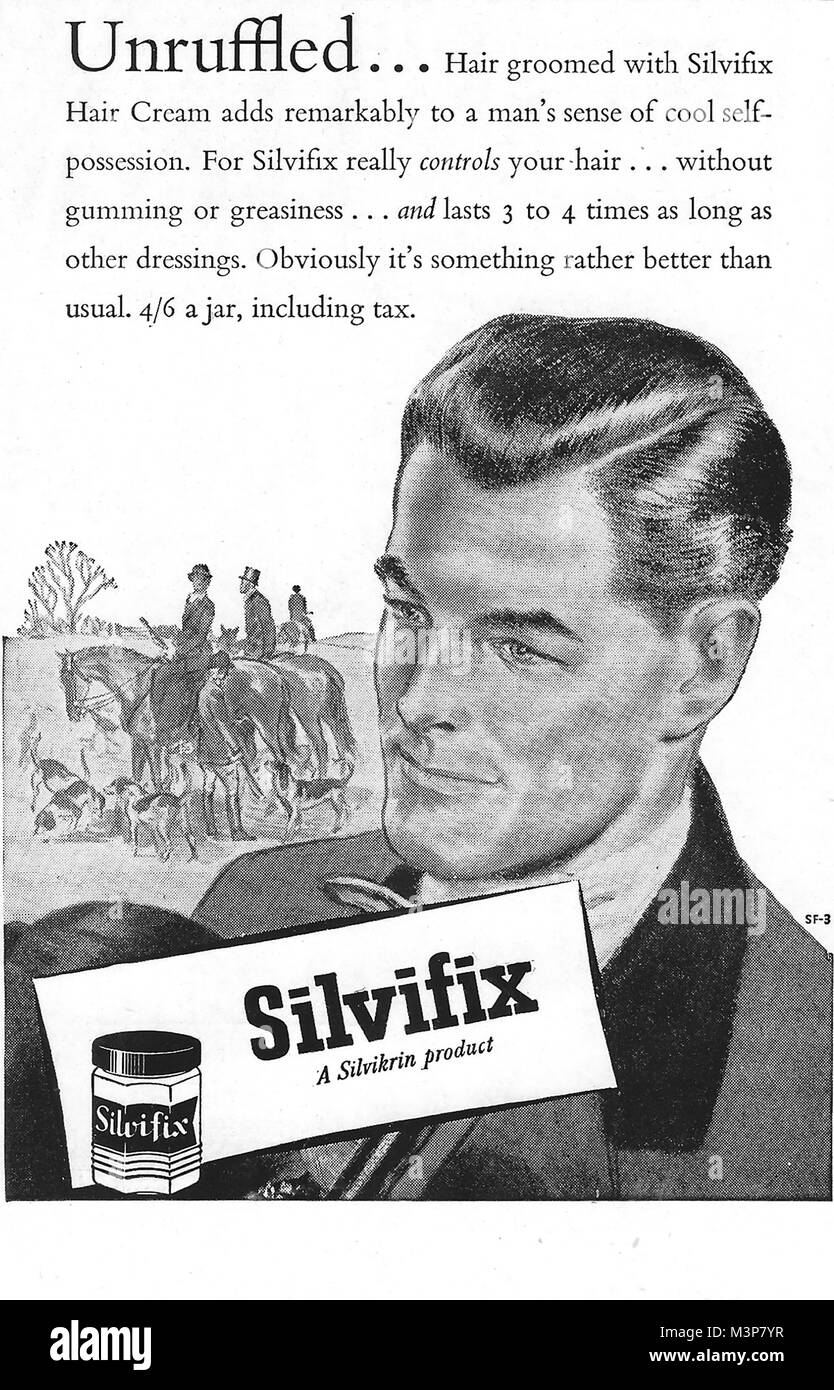 Silvifix advert, advertising in Country Life magazine UK 1951 Stock Photo