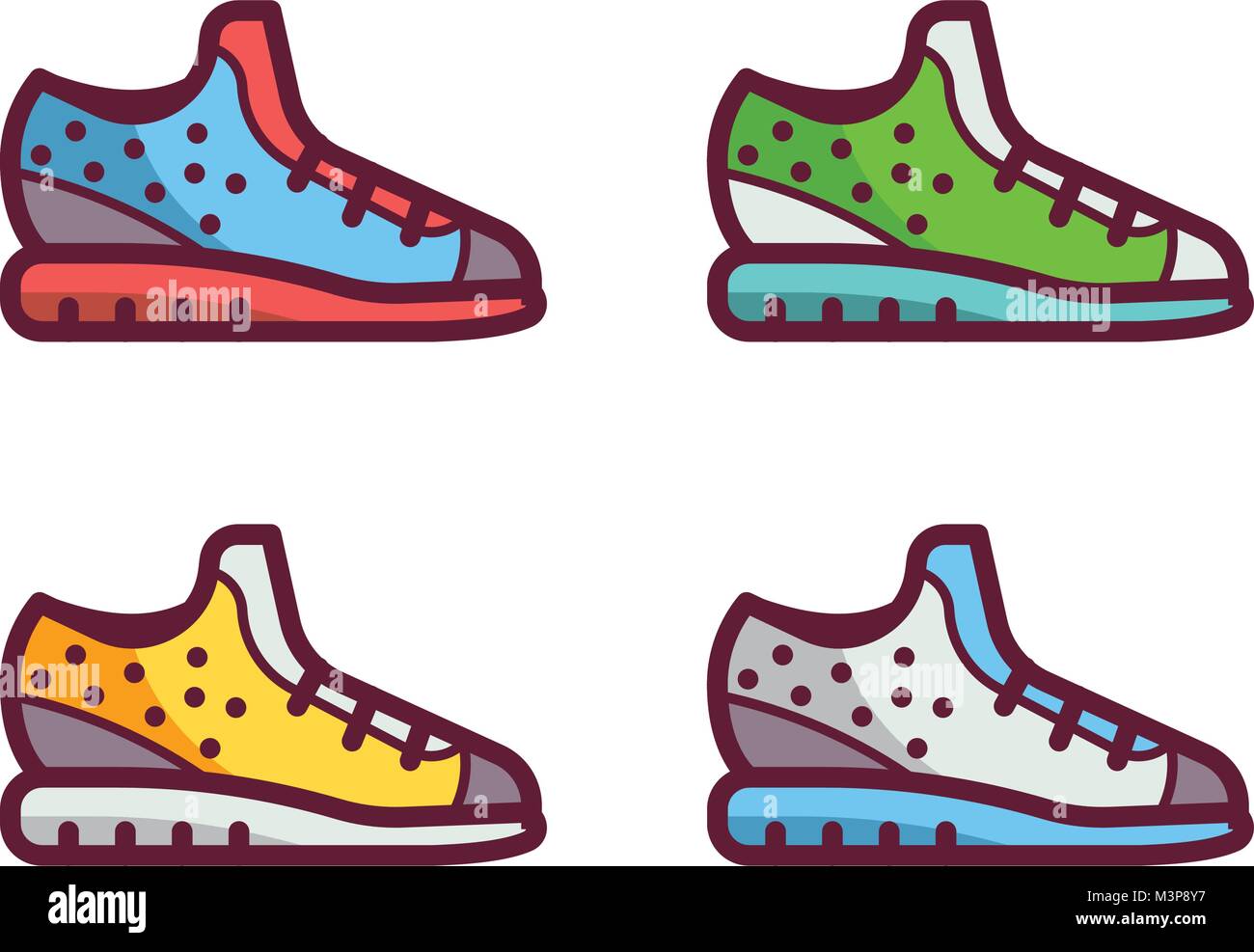 Sport Running Shoes Icons Stock Vector