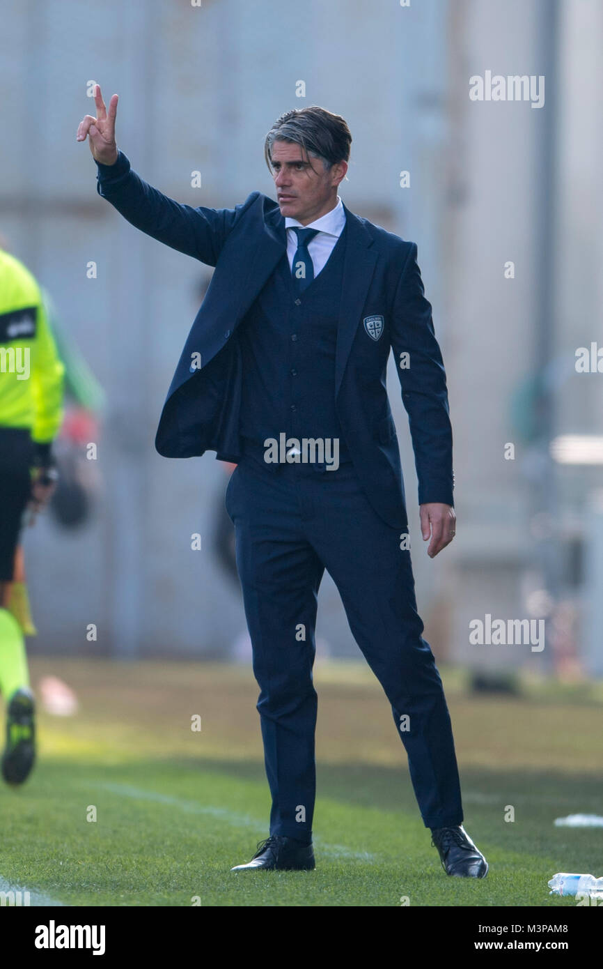 Diego Luis Lopez Coach of Cagliari during the Italian 'Serie A' match between Sassuolo 0-0 Cagliari at Stadio Mapei on February 11, 2018 in Reggio Emilia, Italy. Credit: Maurizio Borsari/AFLO/Alamy Live News Stock Photo